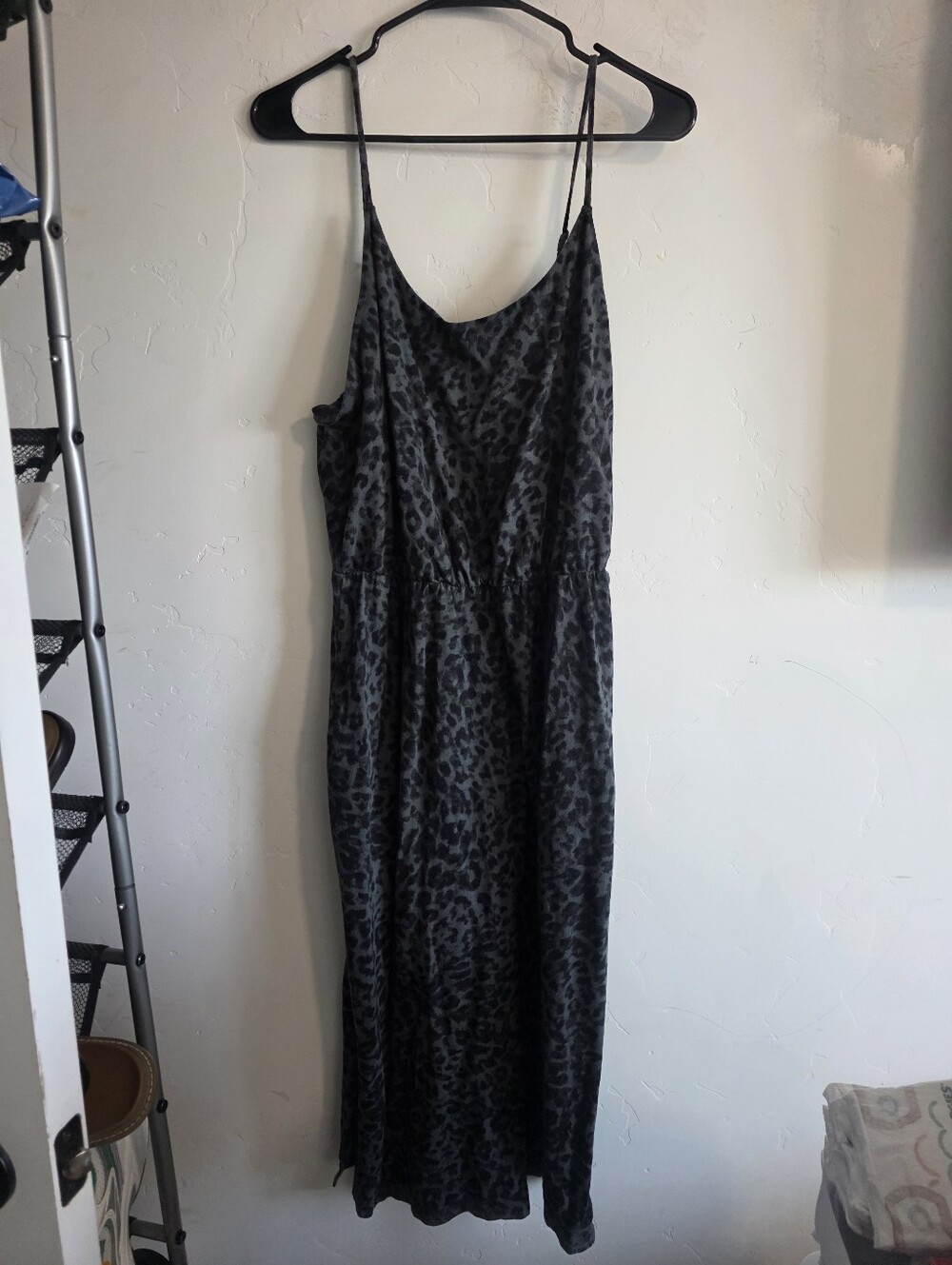 Old Navy Black Gray Leopard Maxi Dress